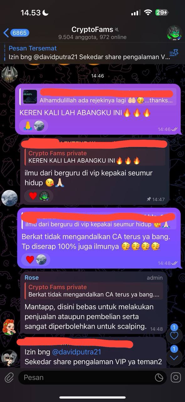 Testimoni member: tidak mengandalkan contract address, ilmunya terserap